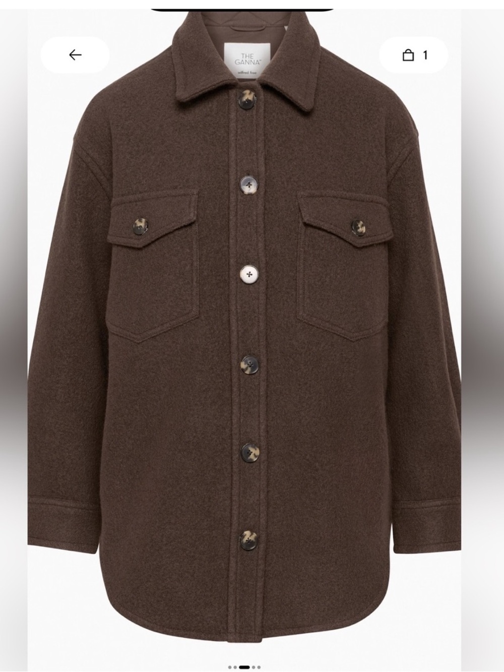ARITZIA Wilfred Free The Ganna Shirt Jacket Wool Rich Mocha Brown Size Small